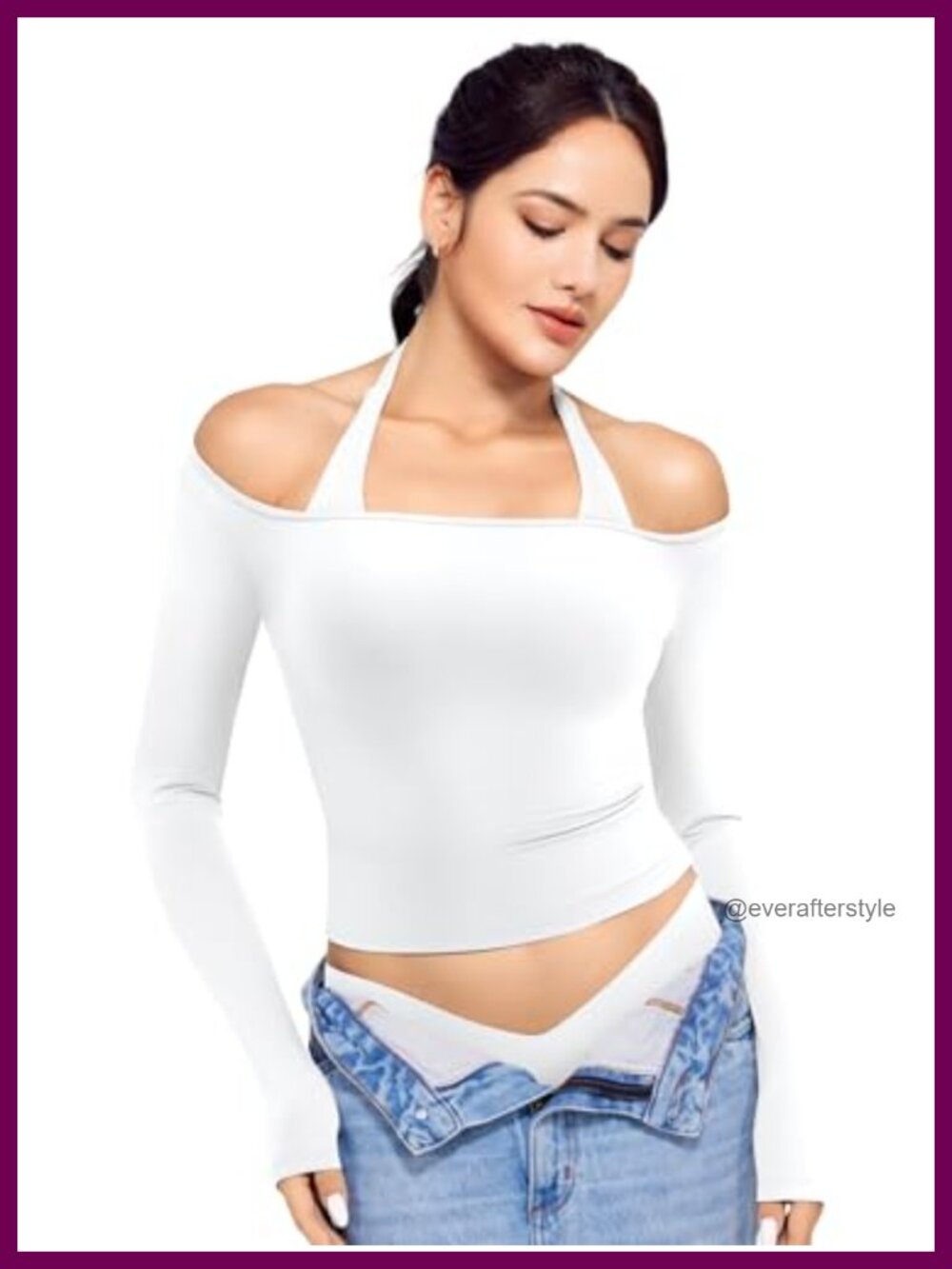 Long Sleeve Square Neck Workout Top Slim Fit Yoga Gym Shirt